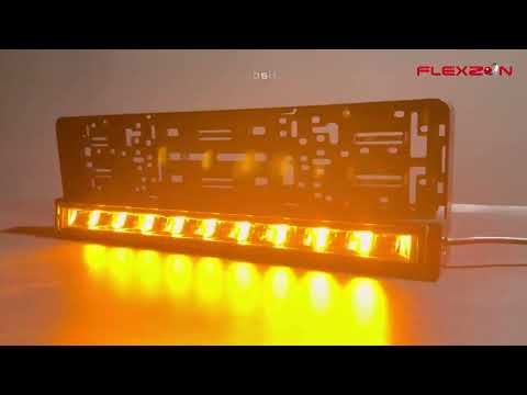 Suport număr înmatriculare cu bară LED încorporată 20" 51cm 12v 24v lumină albă și portocalie