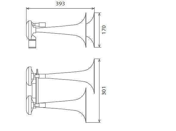 Horn 24V, 135db, TGV HI-DO, with two melodies, black
