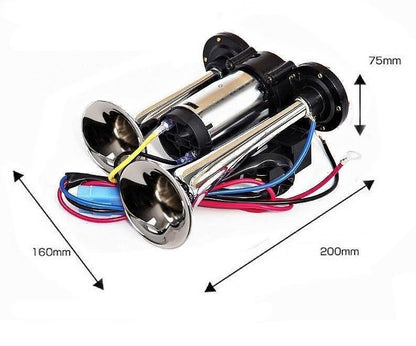 Тромба 12V, 125dB, двойна, с интегриран компресор, хром