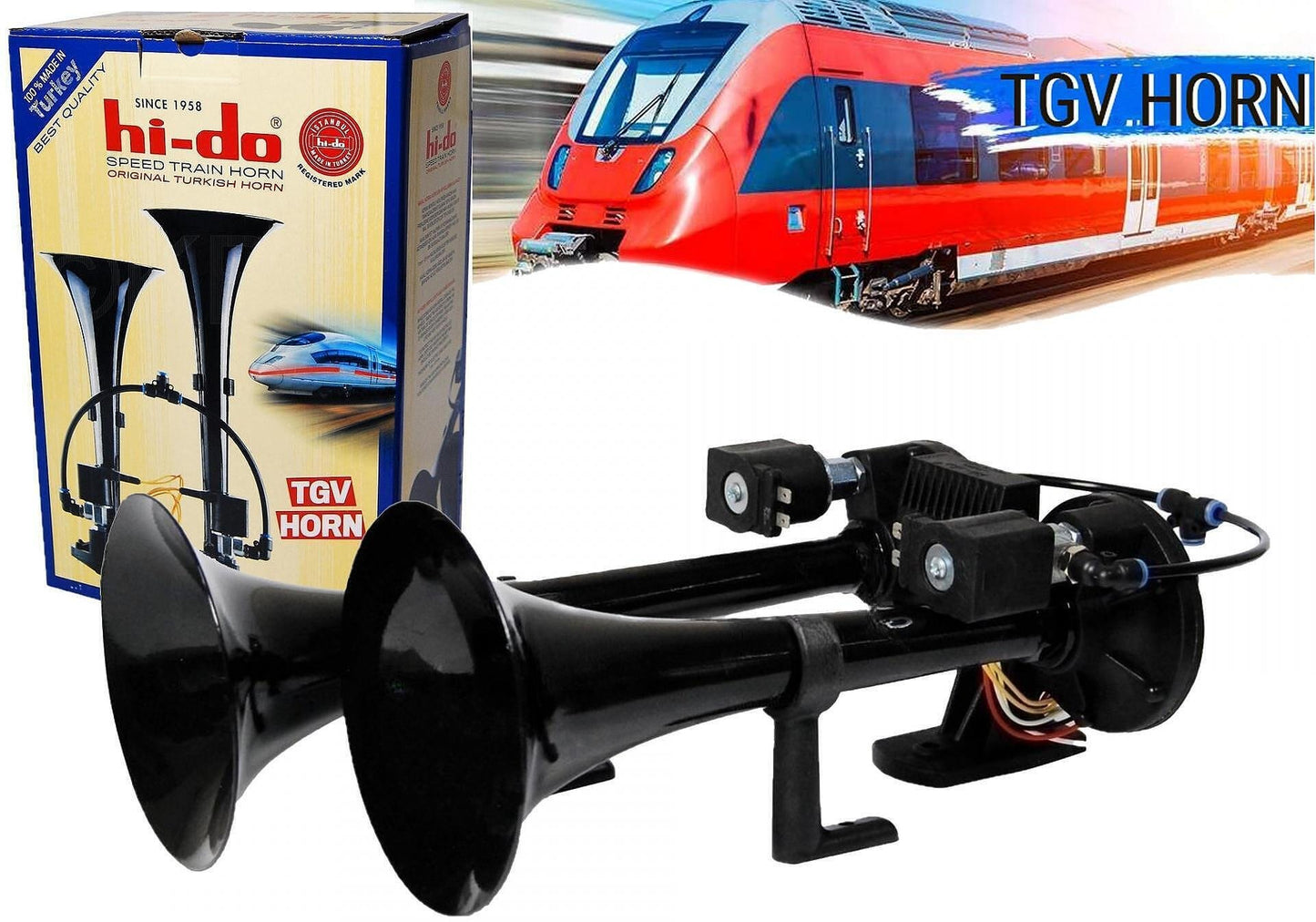Horn 12V, 135db, TGV HI-DO, with two melodies, black