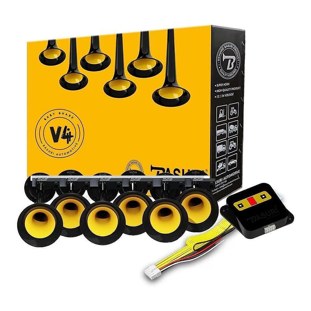 12-24V horn, with 20 melodies, "Baby Shark," "AXEL F," and others, super powerful