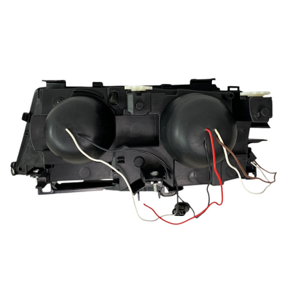 Faruri tuning pentru BMW E46 sedan (1998-2001) - negre cu angel eyes LED