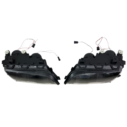 Faruri tuning pentru BMW E46 sedan (1998-2001) - negre cu angel eyes LED