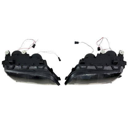Faruri tuning pentru BMW E46 sedan (1998-2001) - negre cu angel eyes LED