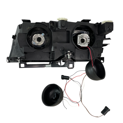 Faruri tuning pentru BMW E46 sedan (1998-2001) - negre cu angel eyes LED