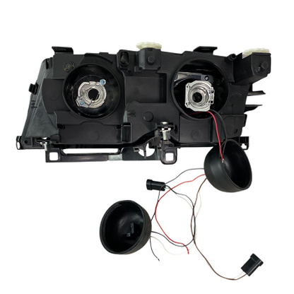 Faruri tuning pentru BMW E46 sedan (1998-2001) - negre cu angel eyes LED