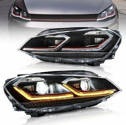 Тунинг led фарове за VW GOLF 7 (2014-2018) черни - Red line