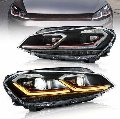 Тунинг led фарове за VW GOLF 7 (2014-2018) черни - Red line