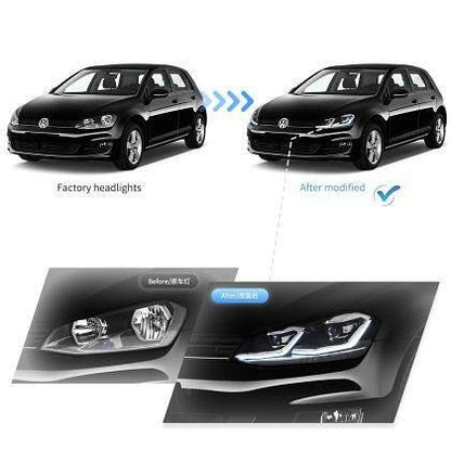 Тунинг led фарове за VW GOLF 7 (2014-2018) черни - Silver line