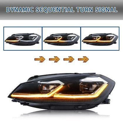 Faruri LED tuning pentru VW GOLF 7 facelift (2018-2021) negre - Silver line