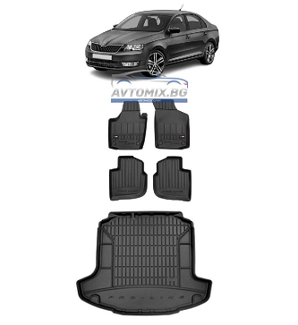 Гумени стелки комплекти за Skoda Rapid 2012-2022 г., ProLine 3D