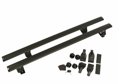 Universal Aluminum Car Roof Cross Bars Without Rails - 135cm, with Lock - Matte Black