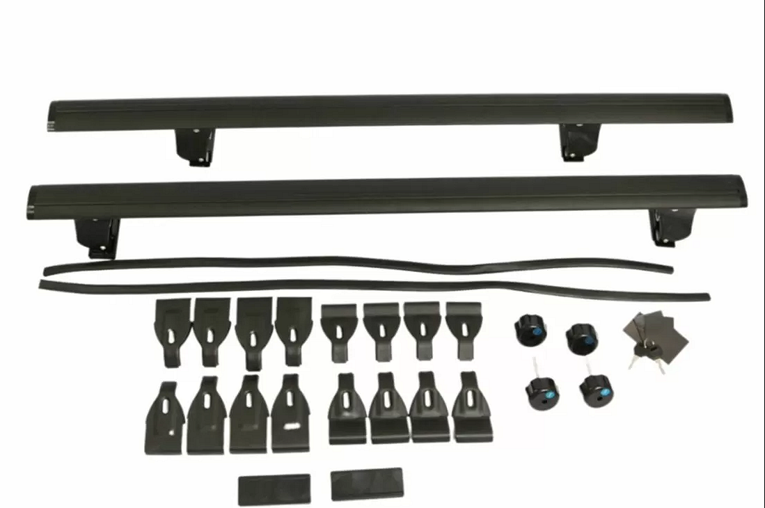 Universal Aluminum Car Roof Cross Bars Without Rails - 135cm, with Lock - Matte Black