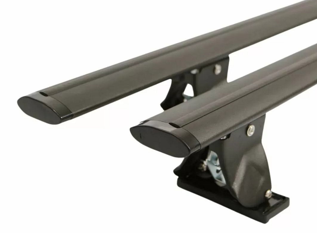 Universal Aluminum Car Roof Cross Bars Without Rails - 135cm, with Lock - Matte Black